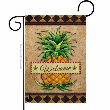 CUADRILATERO Welcome Pineapple Food Fruit 13 x 18.5 in. Double-Sided Decorative Vertical Garden Flags for CU3903846
